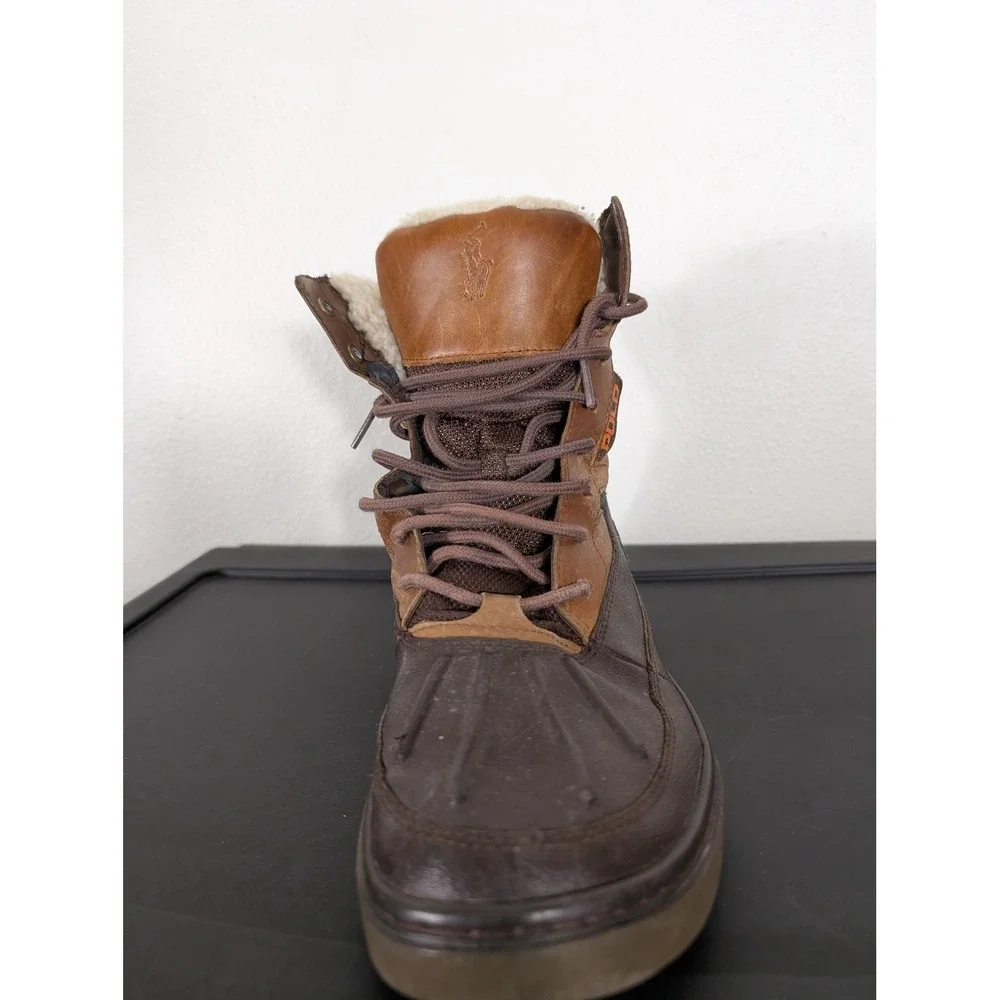Polo Ralph Lauren Mens 10D Brown Leather Suede Duck Boots Shearling Lined